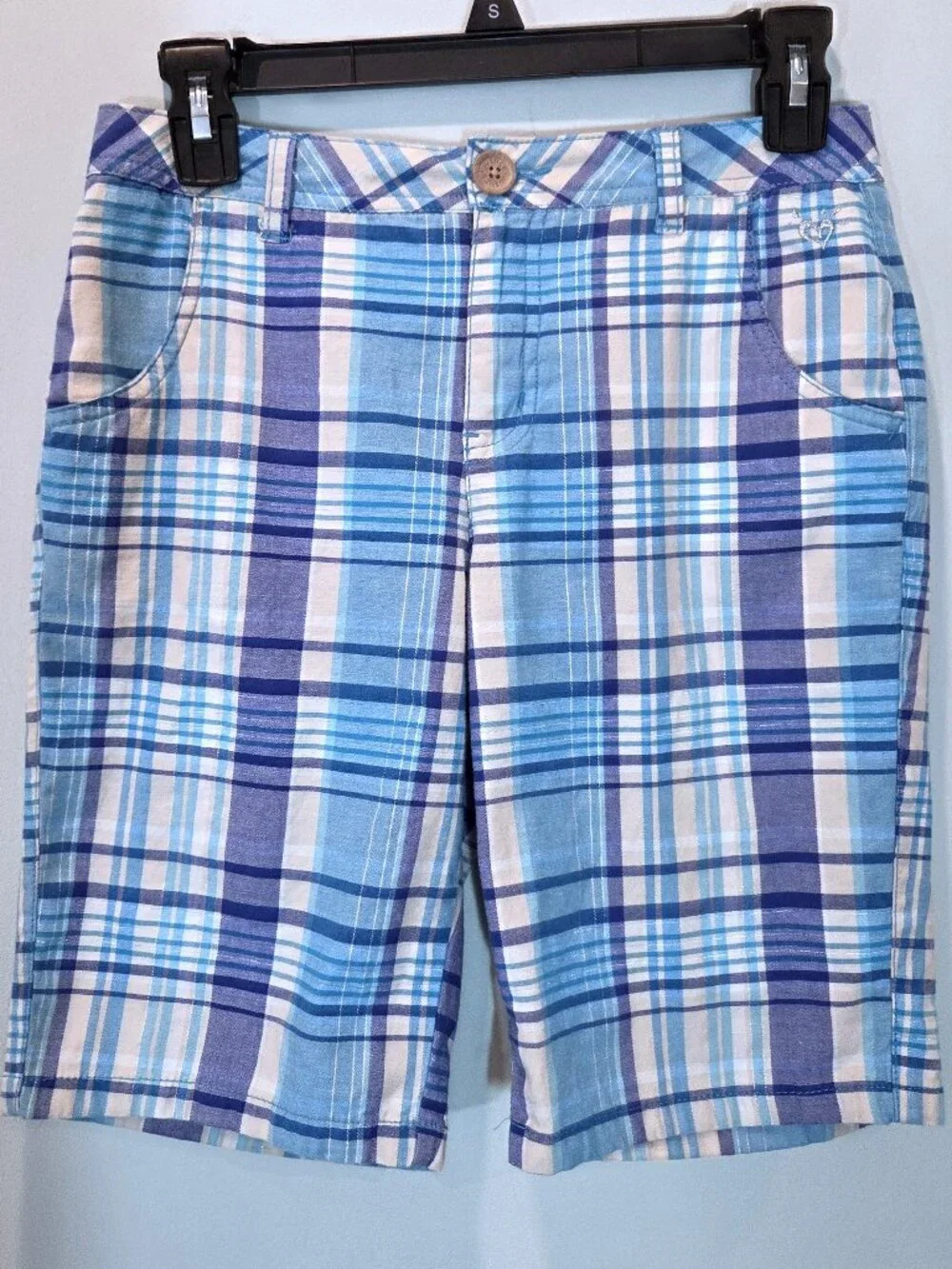 Justice Blue & Purple Plaid Cotton Shorts Size 14 Reg